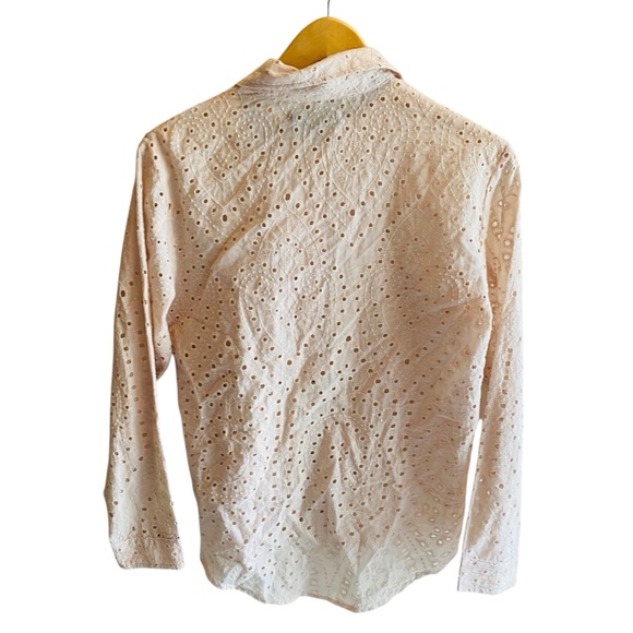 DELUC NWT Alioth Embroidered Eyelet Button Down Butter Cream - Picture 3 of 7